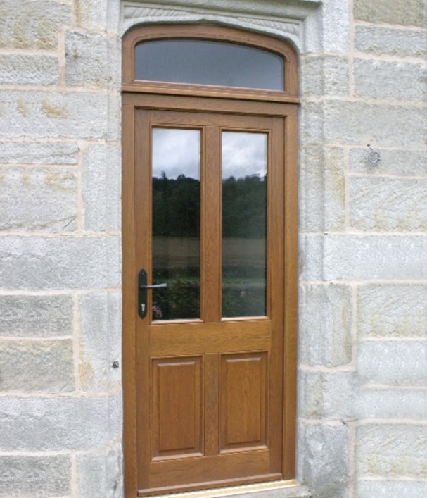 Wooden door with windows
